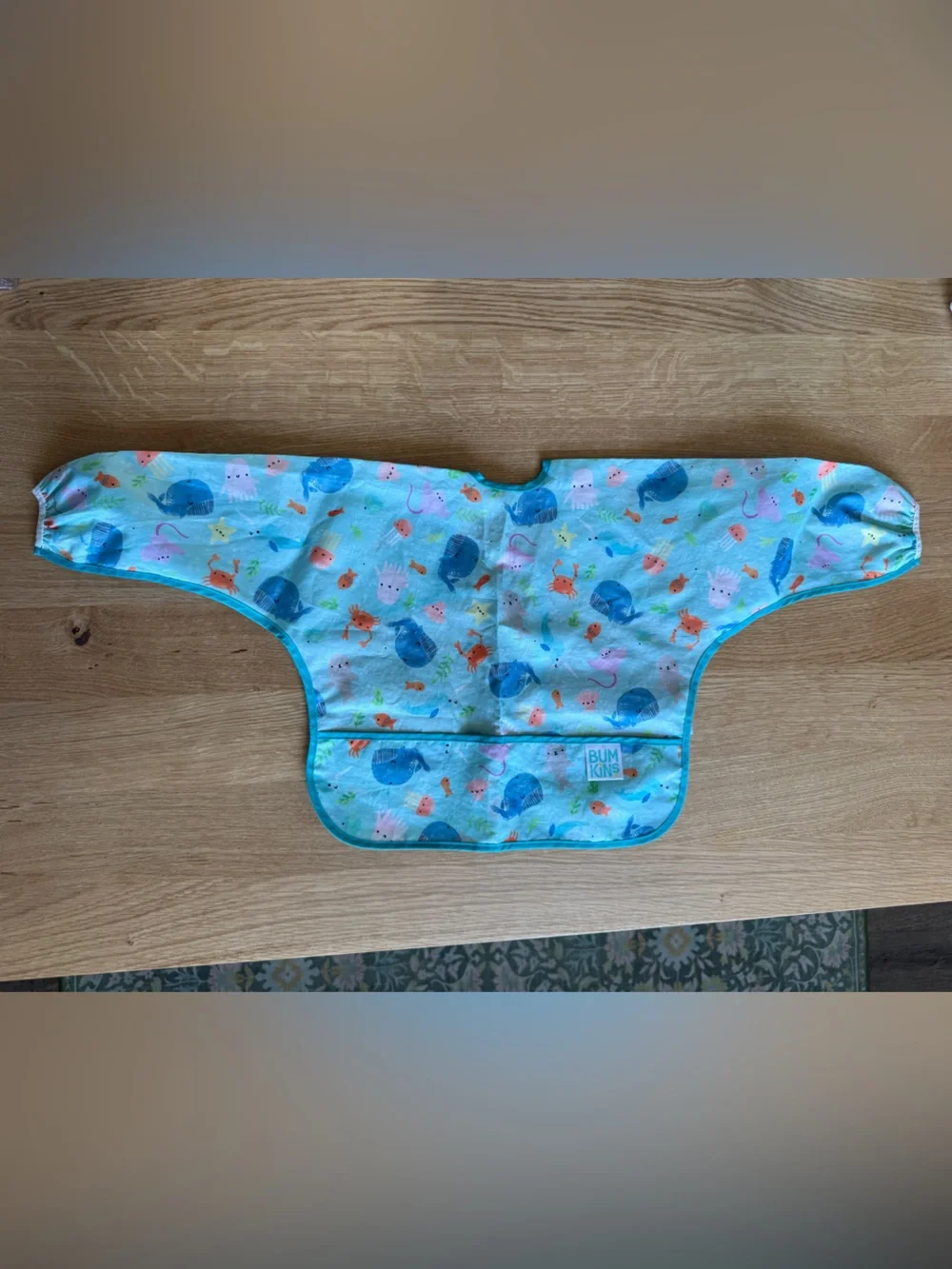 Bumkins Blue Sea Creatures Waterproof Long-Sleeve Bib
